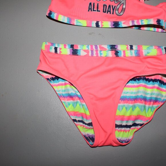 Multi Color Reversibile 2 Pcs Justice Bikini Swimsuit Suize 8 - Picture 6 of 16